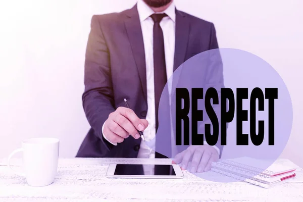 Bildunterschrift: Respekt. Geschäftsübersicht Gefühl tiefer Bewunderung für jemanden oder etwas Wertschätzung der Kommunikationstechnologie Smartphone Voice And Video Calling — Stockfoto
