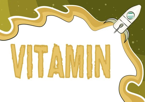 Kavramsal vitamin gösterimi. Normal büyüme için gerekli olan organik bileşikler grubu için sözcük Bilgisayar Programlama Kodları Yazma, Yeni Dijital Uygulamalar Oluşturma — Stok fotoğraf
