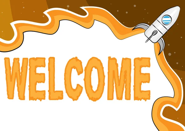 Text sign showing Welcome. Word for instance or manner of greeting someone in polite or friendly way Typing Computer Programming Codes, Creating New Digital Applications — Stock Photo, Image