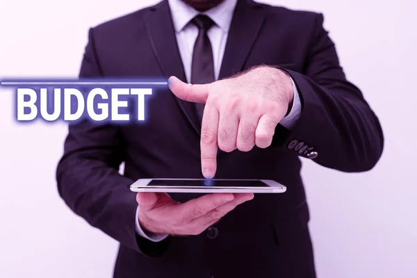 Inspiration showing sign Budget. Business showcase an estimate of income and expenditure for a set period of time Presenting New Technology Ideas Discussing Technological Improvement — Stock Photo, Image