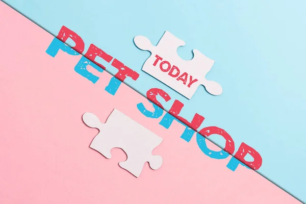 Inspirace ukazující ceduli Pet Shop. Obchodní přístup Maloobchod, který prodává různé druhy zvířat pro veřejnost Různé problémy a řešení kreativní a logické myšlení — Stock fotografie