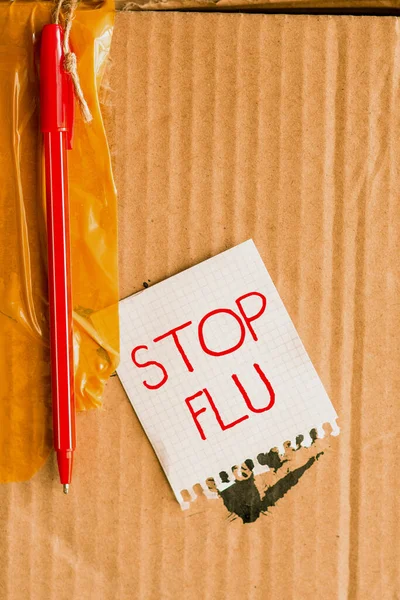 Handwriting text Stop Flu. Business idea Treat the contagious respiratory illness caused by influenza virus Thinking New Bright Ideas Renewing Creativity And Inspiration — Stock Photo, Image