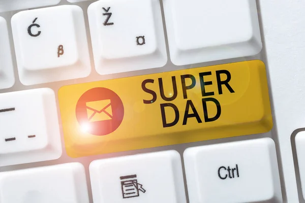 Conceptual display Super Dad. Word Written on Children idol and super hero an inspiration to look upon to Writing Interesting Online Topics, Typing Office Annoucement Messages — Stock Photo, Image