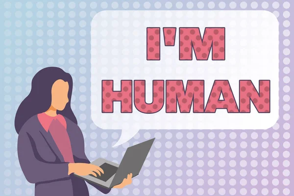 Fogalmi felirat I M Human. Business showcase használják azt mondják, hogy valaki már gyenge az utat, és van hiba Tanulás programozás Nyelvek, Kódolás és fejlesztése Új videojáték — Stock Fotó