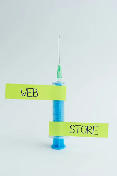 Kavramsal başlık Web Mağazası. Tüketiciler için sözcük, çevrimiçi bir satıcıdan doğrudan ürün veya hizmet satın alır. Yeni Enfeksiyonların Önemli Tıbbi Notlar Laboratuvarı Testi — Stok fotoğraf