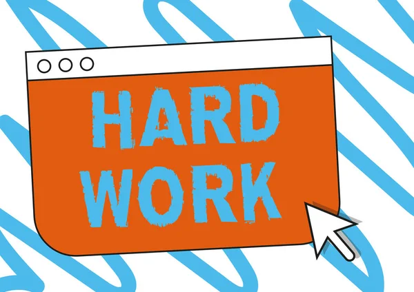 Handwriting text Hard Work. Business concept always putting a lot of effort and care into work or endurance Colorful Web Page Browsing Drawing With A Mouse Cursor Pointer Below. — Stock Photo, Image