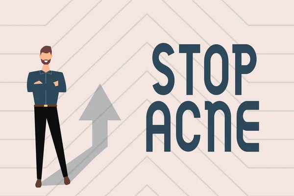 Szöveg jel mutatja Stop Acne. Üzleti áttekintés ellenőrzése előfordulásának gyulladt faggyúmirigyek a bőrben Gyűjtése Online dokumentumok és információk, Adatbevitel és adatrögzítés — Stock Fotó