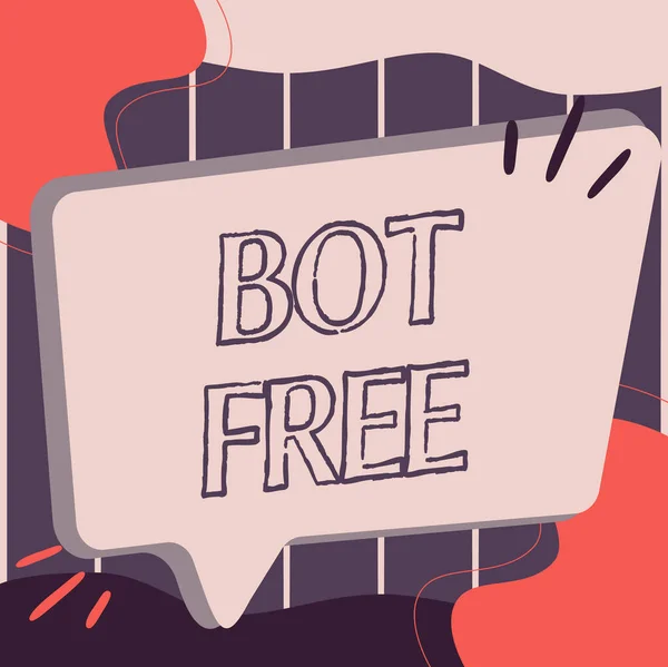 Inspirace s nápisem Bot Free. Konceptuální foto počítačový program, který pracuje automaticky Internet roboti Ilustrace prázdné Big Chat Box pro čekání na reklamu. — Stock fotografie