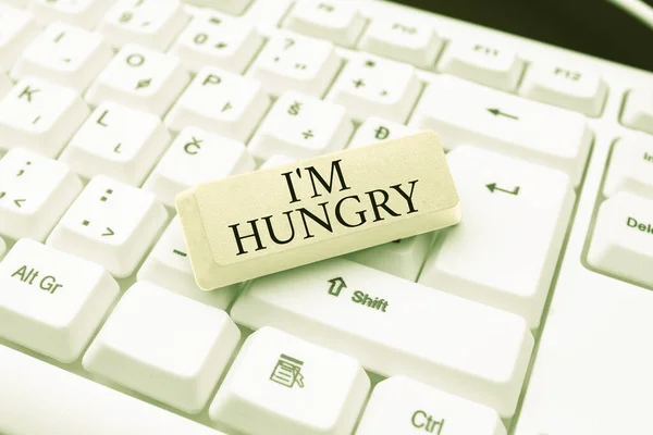 Conceptual caption I M Hungry. Business overview having a strong wish or desire for something to put on stomach Abstract Creating Online Transcription Jobs, Typing Website Descriptions