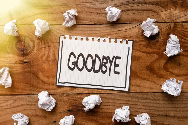 Χειρόγραφο αντίο. Επιχειρηματική βιτρίνα που χρησιμοποιείται για να εκφράσει τις καλές ευχές κατά το χωρισμό ή το τέλος μιας συνομιλίας — Φωτογραφία Αρχείου