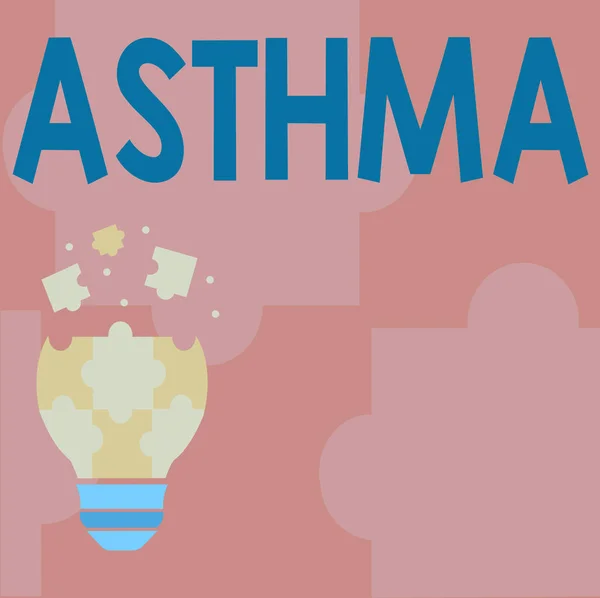 Assine exibindo asma. Foto conceitual Condição respiratória marcada por espasmos nos brônquios dos pulmões Resumo Problema e Solução de Brainstorming, Conceito de Pensamento Cuidado — Fotografia de Stock
