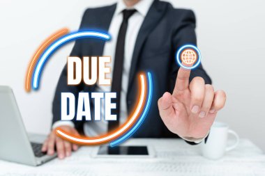 Kavramsal başlık Bitiş Tarihi. İnternet Konsepti Ödemenin kişi veya şirket Uzaktan Ofis Çalışması Çevrimiçi Akıllı Telefon Ses ve Video Çağrı tarafından alınacağı tarih