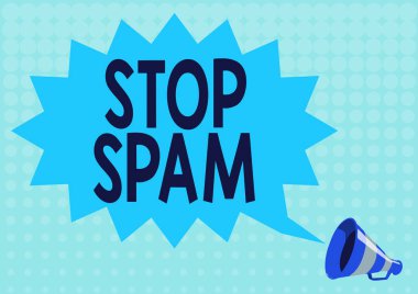 Görüntüleme metni yazılıyor. Spam Durduruluyor. Kavramsal fotoğraf, Bir Megafon Tarafından Açıklanan Dikenli Sohbet Bulutunun İnternet Resiminde gönderilen rahatsız edici veya uygunsuz mesajları sonlandırır.