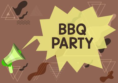 Kavramsal BBQ Partisi. Genelde açık havada ahşap üzerinde et tüttürmek ya da Yeni Duyuru Gösteren Konuşma Baloncuğuyla Çizim yapmak için kullanılan kelime..