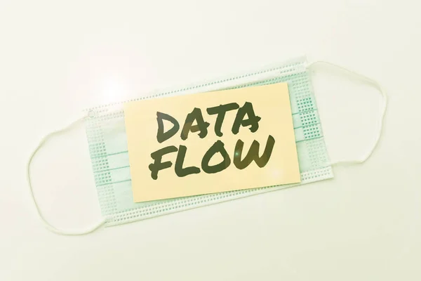 Testo calligrafico Data Flow. Foto concettuale il movimento dei dati attraverso un sistema composto da software Invio di virus Messaggio di sensibilizzazione, astratto Evitare epidemia virale — Foto Stock