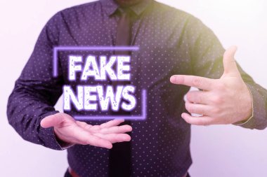 Text sign showing Fake News. Conceptual photo Giving information to showing that is not true by the media Presenting New Plans And Ideas Demonstrating Planning Process clipart