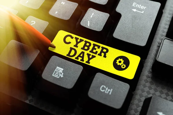 Konceptuell visning Cyber Day. Affärsöversikt marknadsföring term för måndag efter Thanksgiving i USA skriva online webbplats informationer, redigering och uppdatering Ebook Innehåll — Stockfoto