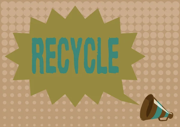 Контекстная надпись Recycle. Бизнес-идея о преобразовании отходов в новые материалы и объекты Иллюстрация шипового облака чата, объявленного мегафоном. — стоковое фото