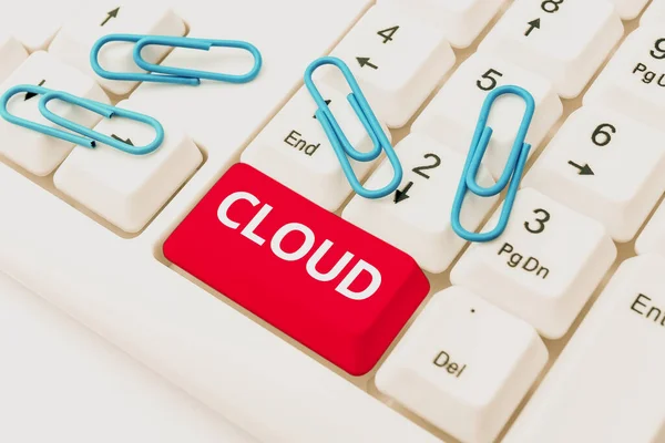 Podpis tekstowy przedstawiający Cloud. Przegląd biznesu wszystko, co wiąże się z dostarczaniem hostowanych usług przez Internet Posting New Social Media Content, Streszczenie Tworzenie Online Blog Page — Zdjęcie stockowe
