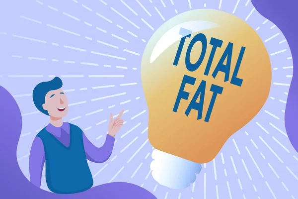 Schrijven met tekst Total Fat. Bedrijfsconcept gecombineerd waarde van de verschillende soorten vet weergegeven op het label Verzameling Educatieve Documenten Online, Vulling Survey Vragen — Stockfoto