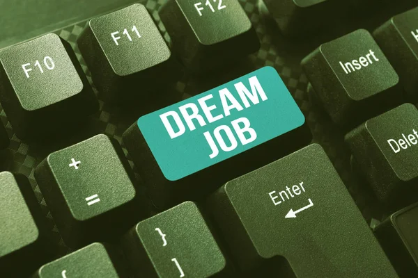 Χειρόγραφο ζώδιο Dream Job. Επιχειρηματική ιδέα Μια πράξη που πληρώνεται με το μισθό και σας δίνει ευτυχία Σύνταξη και δακτυλογράφηση σε απευθείας σύνδεση Ερευνητικά υλικά, Αποστολή μηνυμάτων συνομιλίας — Φωτογραφία Αρχείου