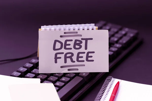 Text caption presenting Debt Free. Business overview free from owning any money to any individual or a company Retyping Old Notes, Playing Text Games, Testing Typing Speed — Stock Photo, Image