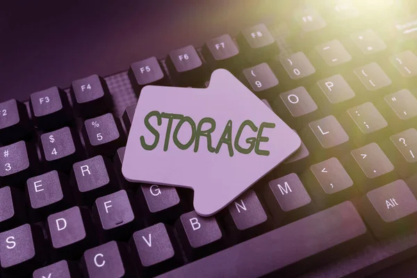 Text caption presenting Storage. Business idea Action of storage something for future use Keep things safe Abstract Typing Online Invitation Letters, Fixing Word Processing Program — Stock Photo, Image