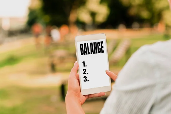 Conceptueel bijschrift Balans. Zakelijk overzicht een toestand van evenwicht of evenwicht Leven met vrede en harmonie Voice And Video Calling Capabilities Connecting People Together — Stockfoto