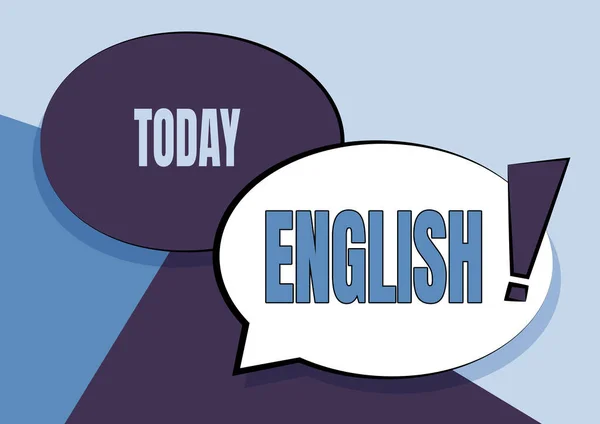 Text zobrazující inspiraci v angličtině. Word Written on Related to England showing language culture British Literature class Two Colful Overlaapping Speech Bubble Drawing With Exclamation Mark. — Stock fotografie