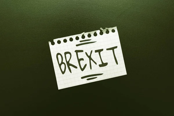 Manuscrito texto Brexit. Palavra por termo saída potencial do Reino Unido da União Europeia Pensando em Novas Ideias Brilhantes Renovando Criatividade e Inspiração — Fotografia de Stock