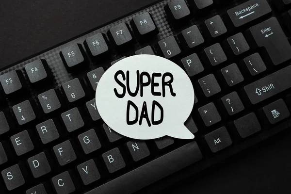 Handwriting text Super Dad. Word Written on Children idol and super hero an inspiration to look upon to Typing New Educational Textbook, Abstract Retyping Old Essay Online — Stock Photo, Image