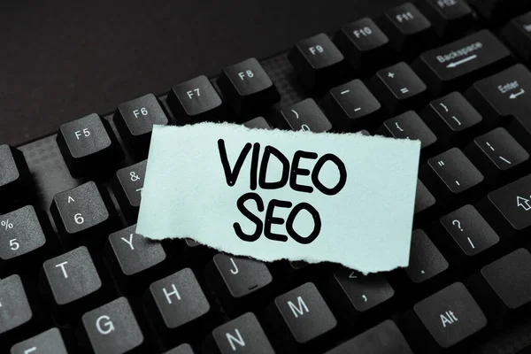 Text sign showing Video Seo. Word Written on the process of improving the ranking or visibility of a video Creating Online Journals, Typing New Articles, Making New Headlines