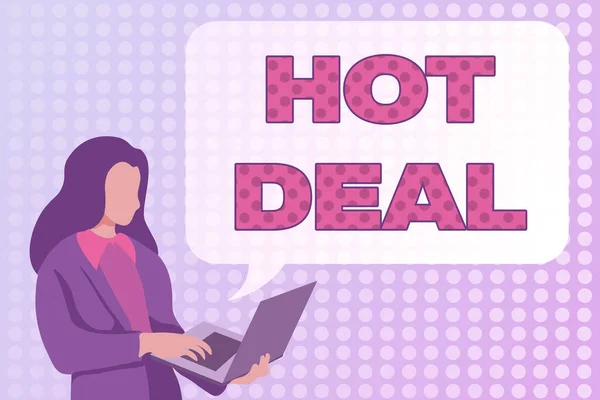 Szöveg megjelenítése Hot Deal. Üzleti megközelítés Olyan megállapodás, amelyen keresztül az egyik szabadalmat felajánlják és elfogadják Programozási nyelvek, Kódolás és Új Videojáték fejlesztése tanulását — Stock Fotó