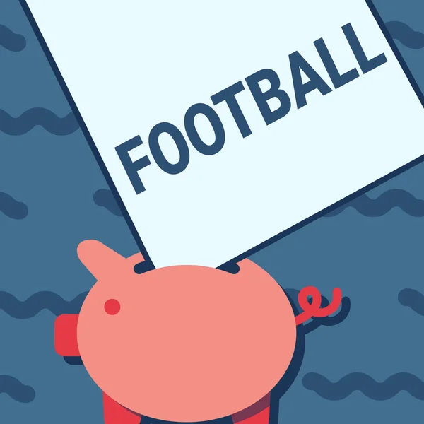 Didascalia concettuale Football. Business vetrina una qualsiasi delle varie forme di gioco di squadra che coinvolge calci una palla Piggy Bank Disegno con grande foglio di carta bloccato nel foro. — Foto Stock