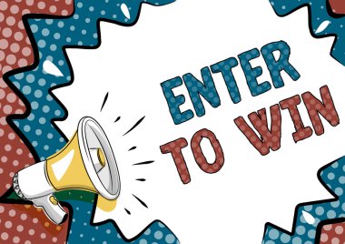 Kavramsal görüntü Kazanmak için girin. Ödüllü Renkli Tasarım Ödülü için değerli bir şey değiş tokuş eden kavramsal fotoğraf Önemli Mesaj, Soyut Haber Duyurma