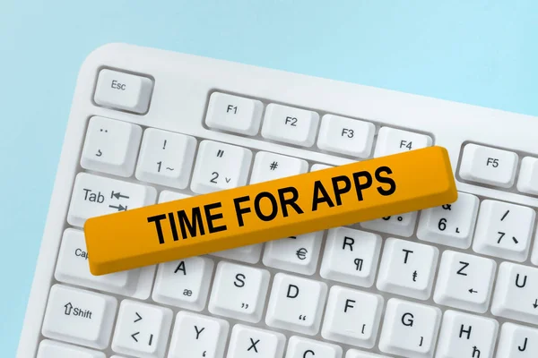 Text sign showing Time For Apps. Business concept make use of application or services using the technologies Typing Game Program Codes, Programming New Playable Application — Stock Photo, Image