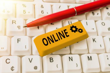 Çevrimiçi kavramsal başlık. Bir ağa bağlı bilgisayar ya da aygıt için kelime ve Online Bağlantıyı Korumak, Soyut Düzeltme İnternet Sorunu kullanmaya hazır