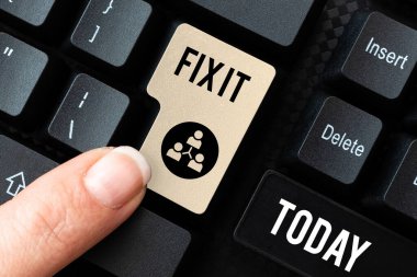 Kavramsal görüntü Düzelt onu. İş kavramı, analog verilerin dijital ortama dönüştürülmesi ve yararlı ipuçlarının yazılması için belirli bir yer veya konumda güvenli bir şekilde tutunur
