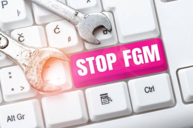 Kavramsal görüntü Stop Fgm. İş genel değerlendirmesi, genital kesim ve sünnet Bilgisayar Mühendisliği Konseptine, Kırık Klavye Tamiri 'ne son verdi