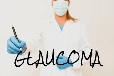 İlham veren Glaucoma metni. Yeni Bilimsel Keşifler sunan Tıbbi Fikirlerin sunduğu optik sinir görme kaybına yol açan göz hastalıklarının kavramı