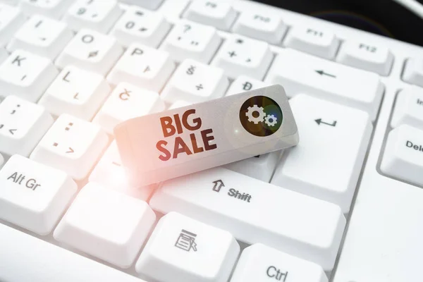 Rukopisný text Big Sale. Obchodní přehled uvedení produktů na vysokou slevu Skvělá cena Black Friday Stahování on-line souborů a dat, Nahrávání programovacích kódů — Stock fotografie