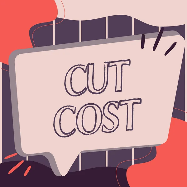 Tekst met inspiratie Cut Cost. Concept betekent Maatregelen om de uitgaven te verminderen en de winst te verbeteren Illustratie van lege grote chatbox voor het wachten op reclame. — Stockfoto