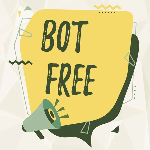 Légende du texte présentant Bot Free. Word pour un programme informatique qui fonctionne automatiquement Robots Internet Megaphone Dessin faisant une nouvelle annonce pour Chat Cloud. — Photo