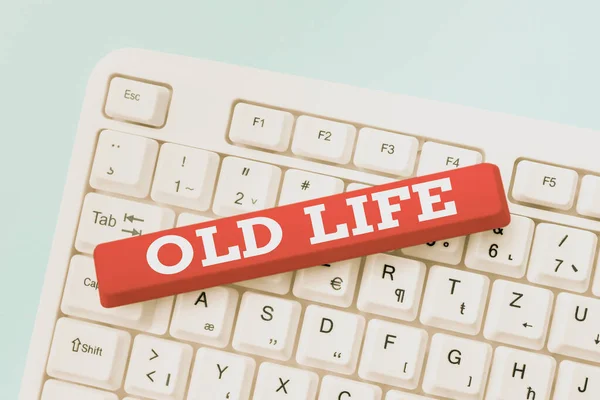 Text caption presenting Old Life. Word for the way I was in the past before some important change happened Editing And Publishing Online News Article, Typing Visual Novel Scripts — Stock Photo, Image