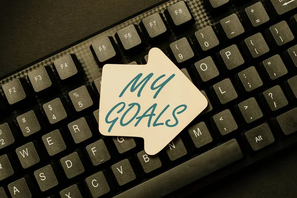 Inspiration showing sign My Goals. Word for a future or desired result that a person commits to achieve Retyping Old Worksheet Data, Abstract Typing Online Reservation Lists — Stock Photo, Image