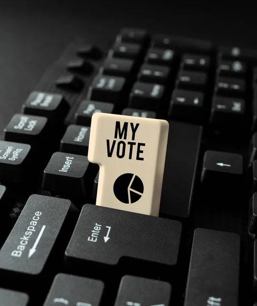 Inspiration showing sign My Vote. Concept meaning the act of showing your choice or opinion in an election or meeting Creating Data Entry And Typing Jobs, Posting On Online Selling Website — Stock Photo, Image
