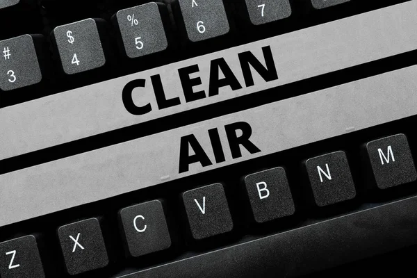 Texto mostrando inspiração Clean Air. Visão geral do negócio ar que não tem níveis nocivos de sujeira e produtos químicos nele Digitando Notas de Lembrete Diárias, Criando Apresentação de Escrita Online — Fotografia de Stock