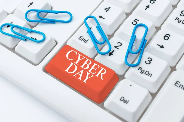 Handskrift tecken Cyber Day. Word Skrivet om marknadsföring term för måndag efter Thanksgiving i USA Ansluta med online-vänner, Göra bekantskaper på Internet — Stockfoto