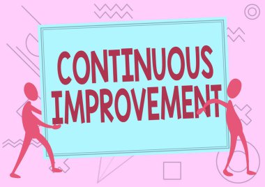 İlhamın sürekli gelişimi gösteren metin. İş Genel Bakışı Devam eden İlerleme Çabası Hiç Bitmeyen Değişim Büyük Boş Yönetim Kurulu Birliğini Gösteren İki Meslektaşı Değişikliği.