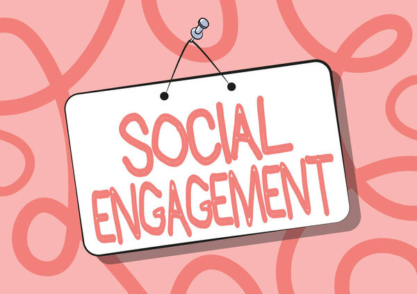 Текст, показывающий вдохновение социальной активности. Понятие, означающее степень вовлеченности в онлайн-сообщество или общество, закрепленное висящей дверью Знак рисования с пустым письменным пространством.